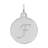 Rembrandt Sterling Silver White Petite Initial Disc - Script F