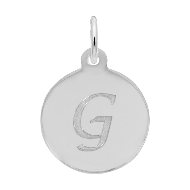 Rembrandt Sterling Silver White Petite Initial Disc - Script G