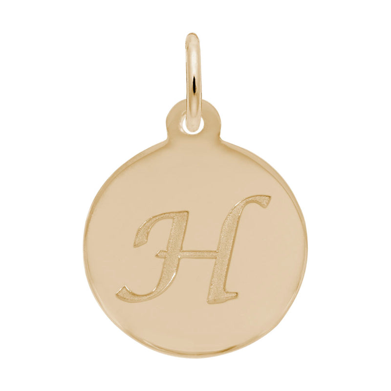 Rembrandt 10k Gold Yellow Petite Initial Disc - Script H