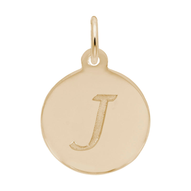 Rembrandt 10k Gold Yellow Petite Initial Disc - Script J