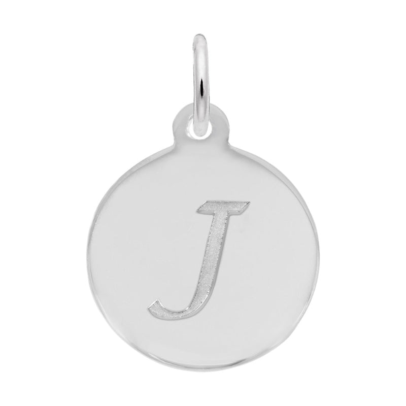 Rembrandt Sterling Silver White Petite Initial Disc - Script J