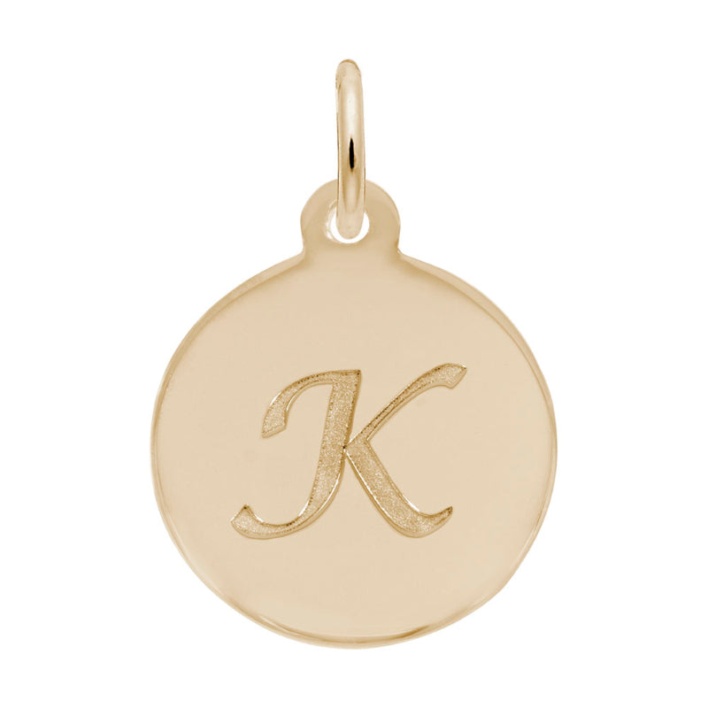 Rembrandt 10k Gold Yellow Petite Initial Disc - Script K