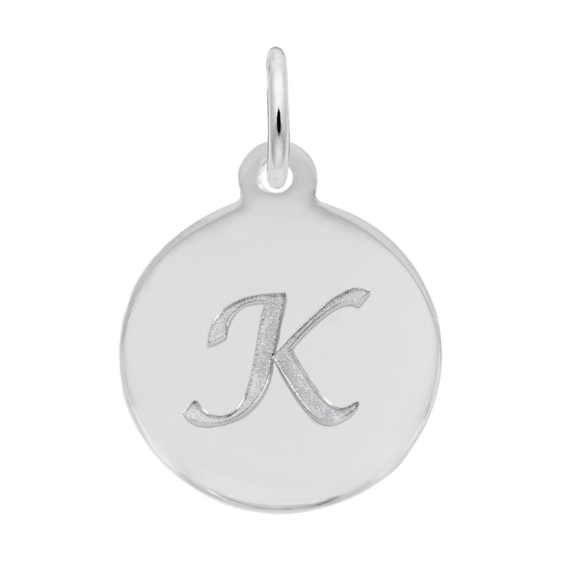 Rembrandt Sterling Silver White Petite Initial Disc - Script K