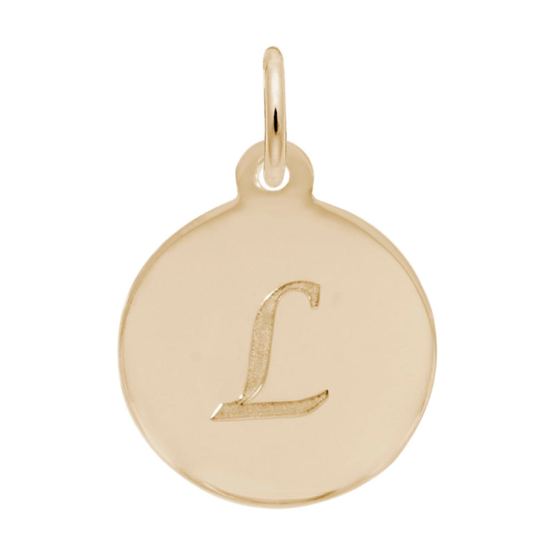 Rembrandt 10k Gold Yellow Petite Initial Disc - Script L