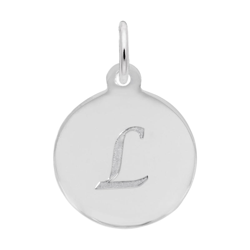 Rembrandt Sterling Silver White Petite Initial Disc - Script L