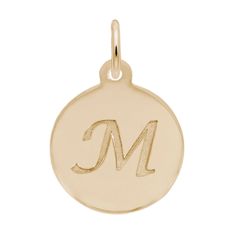 Rembrandt 10k Gold Yellow Petite Initial Disc - Script M