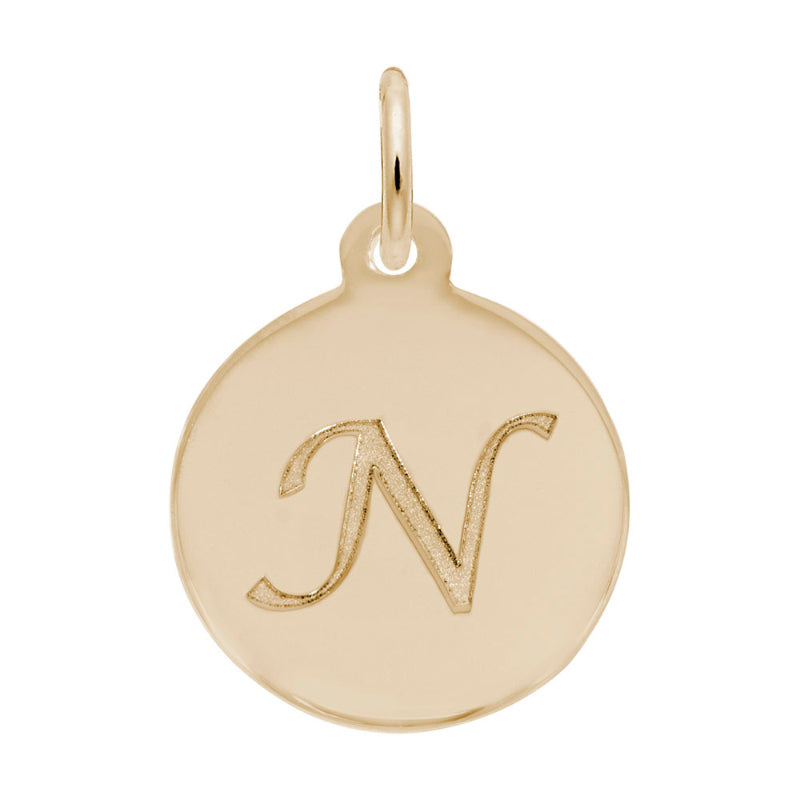 Rembrandt 14k Yellow Gold Petite Initial Disc - Script N
