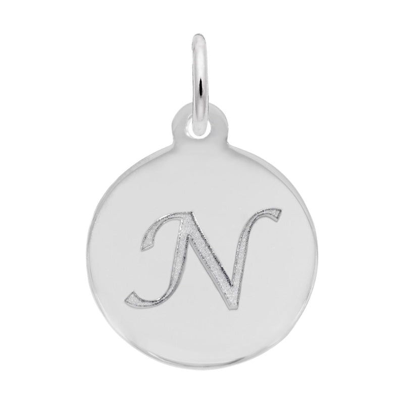 Rembrandt 14k White Gold Petite Initial Disc - Script N