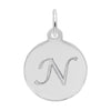 Rembrandt Sterling Silver White Petite Initial Disc - Script N