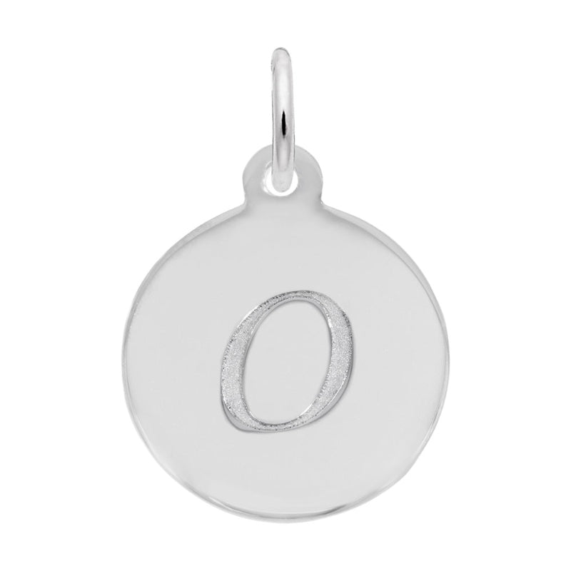 Rembrandt Sterling Silver White Petite Initial Disc - Script O