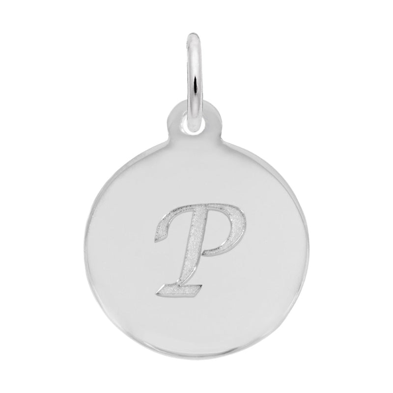 Rembrandt Sterling Silver White Petite Initial Disc - Script P