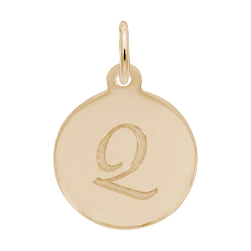 Rembrandt 10k Gold Yellow Petite Initial Disc - Script Q