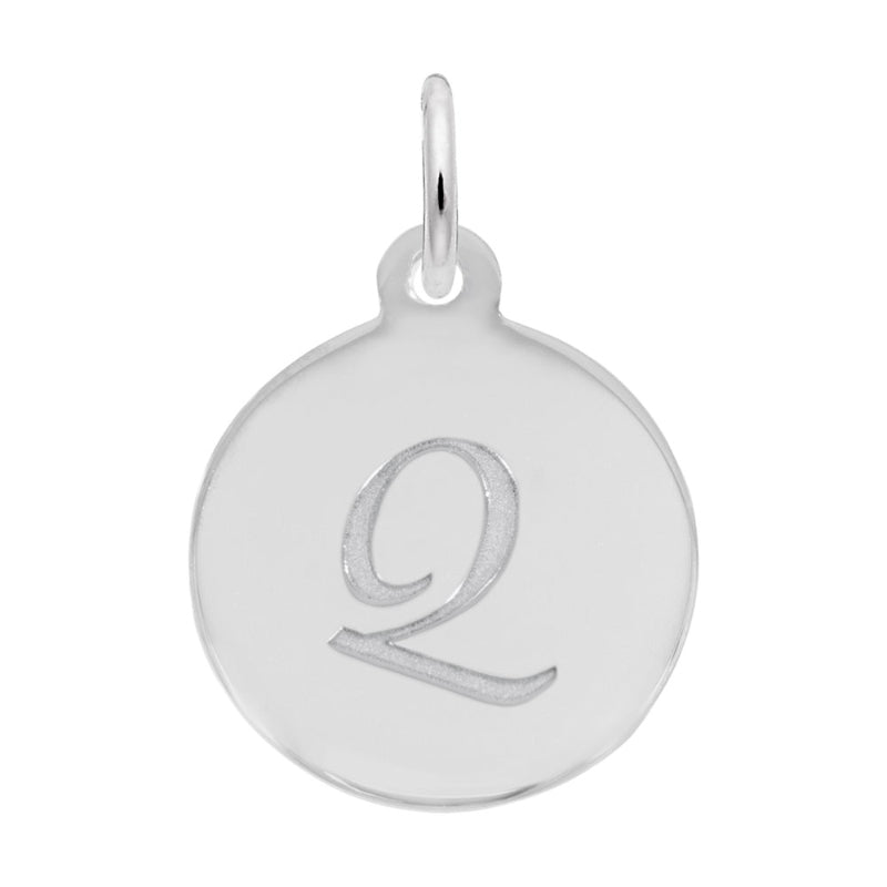 Rembrandt Sterling Silver White Petite Initial Disc - Script Q