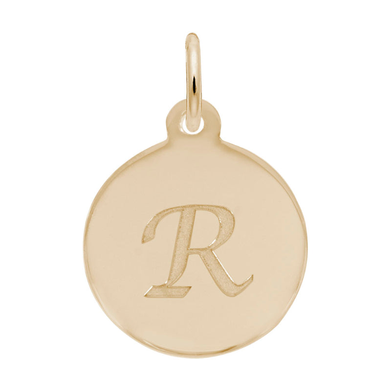 Rembrandt 14k Yellow Gold Petite Initial Disc - Script R
