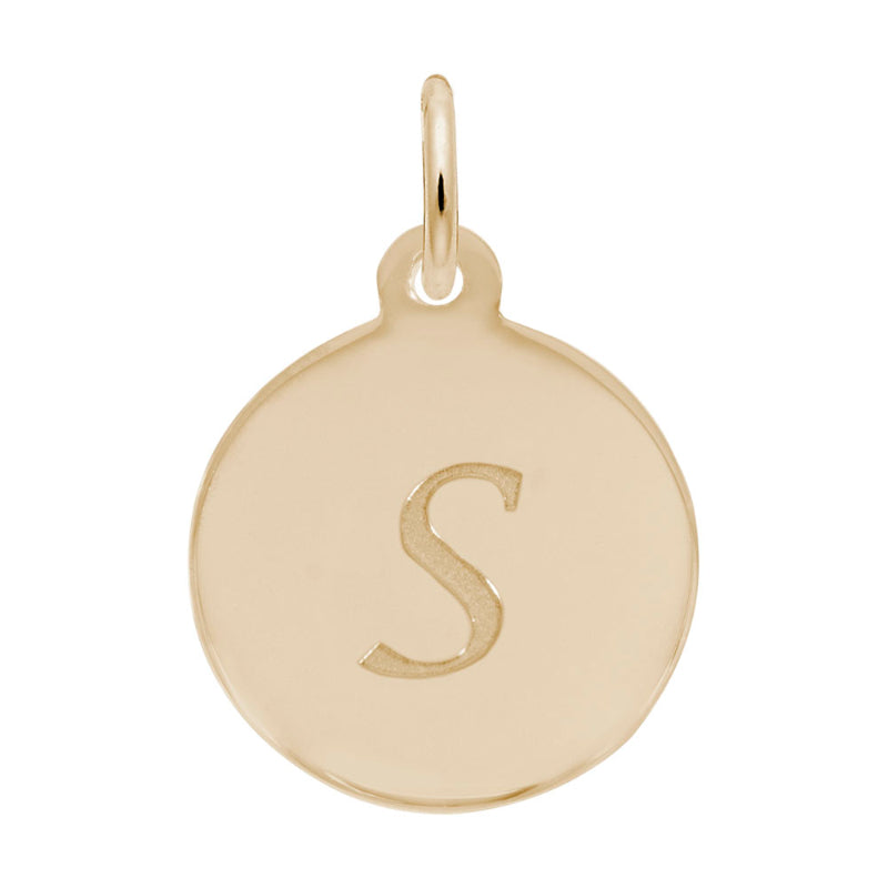 Rembrandt 10k Gold Yellow Petite Initial Disc - Script S