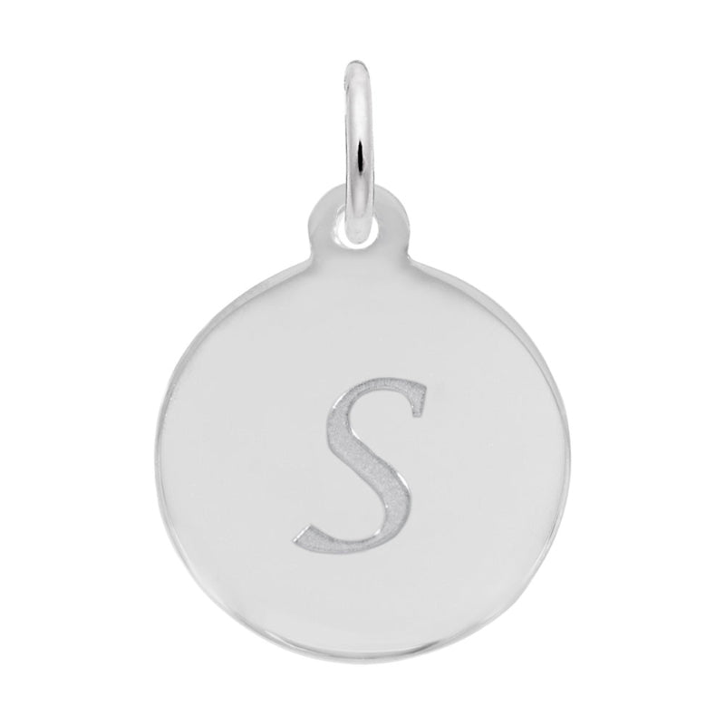 Rembrandt Sterling Silver White Petite Initial Disc - Script S