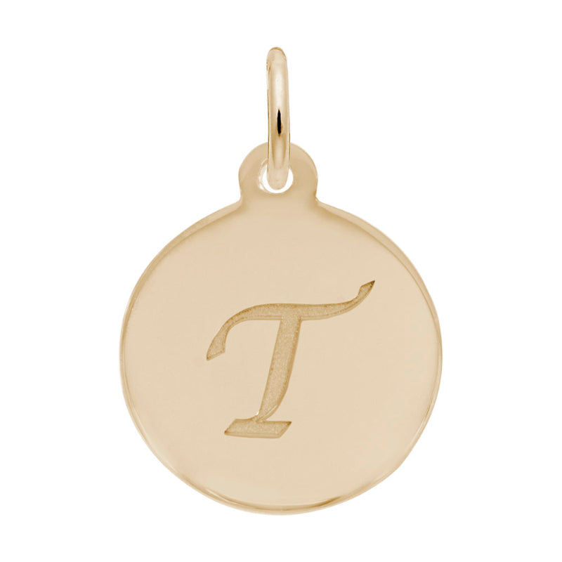 Rembrandt 14k Yellow Gold Petite Initial Disc - Script T