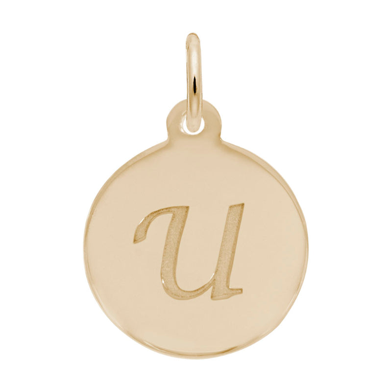 Rembrandt 10k Gold Yellow Petite Initial Disc - Script U