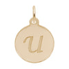 Rembrandt 10k Gold Yellow Petite Initial Disc - Script U