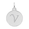 Rembrandt Sterling Silver White Petite Initial Disc - Script V