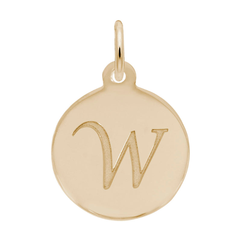 Rembrandt 14k Yellow Gold Petite Initial Disc - Script W