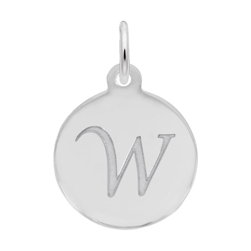 Rembrandt 14k White Gold Petite Initial Disc - Script W