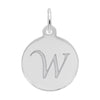 Rembrandt Sterling Silver White Petite Initial Disc - Script W