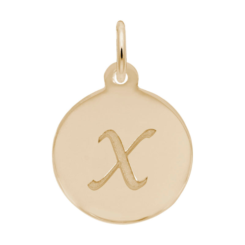 Rembrandt 10k Gold Yellow Petite Initial Disc - Script X