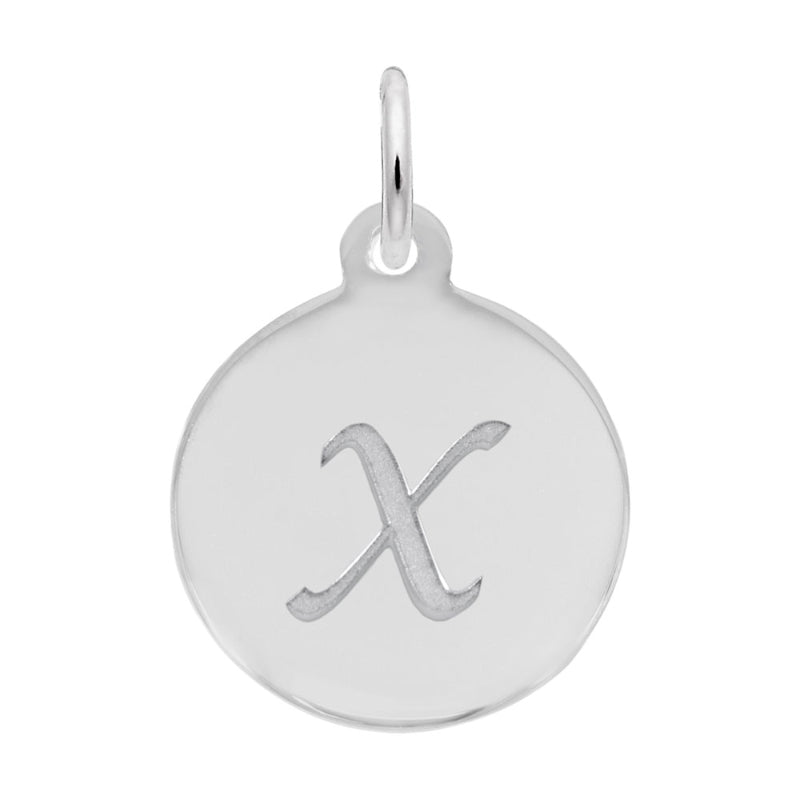 Rembrandt Sterling Silver White Petite Initial Disc - Script X