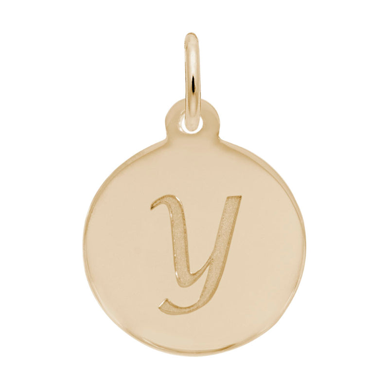 Rembrandt 10k Gold Yellow Petite Initial Disc - Script Y