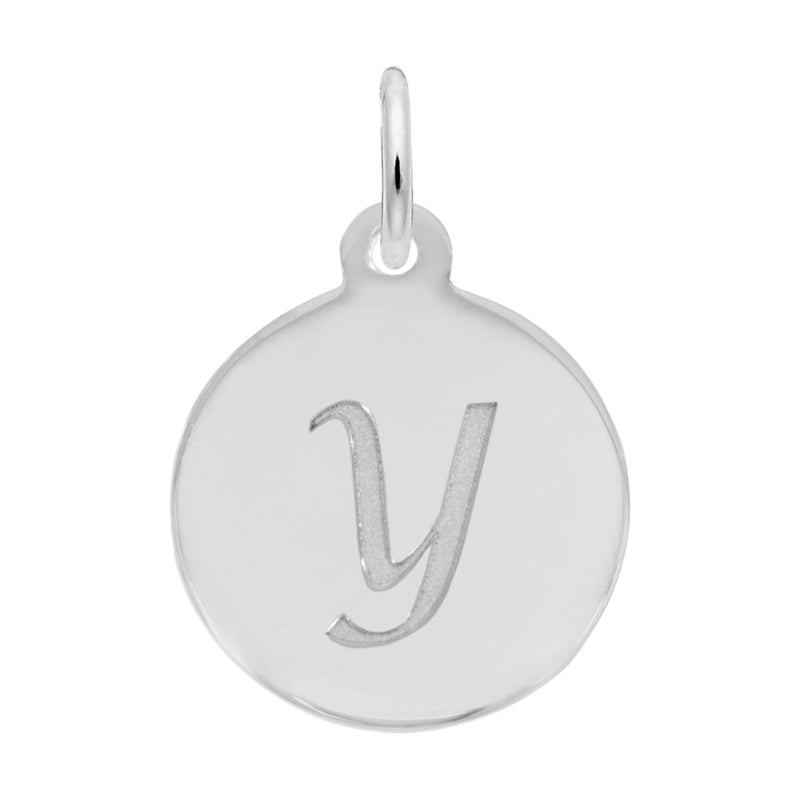 Rembrandt Sterling Silver White Petite Initial Disc - Script Y