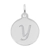 Rembrandt Sterling Silver White Petite Initial Disc - Script Y