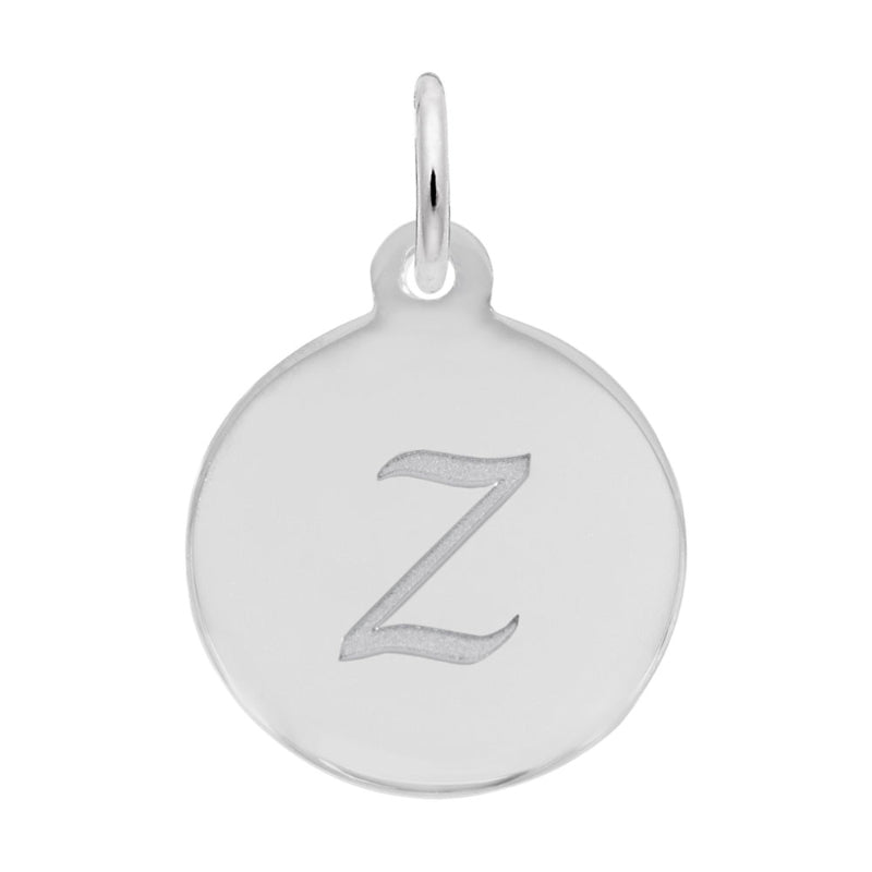 Rembrandt Sterling Silver White Petite Initial Disc - Script Z