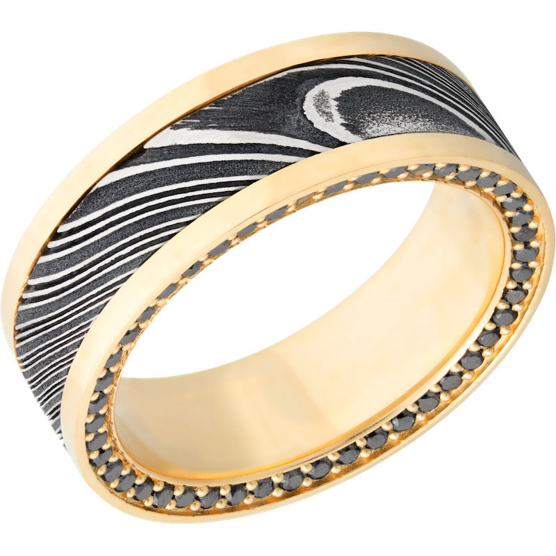 Lashbrook Black White & Yellow 18k Gold 8mm Men's Wedding Band