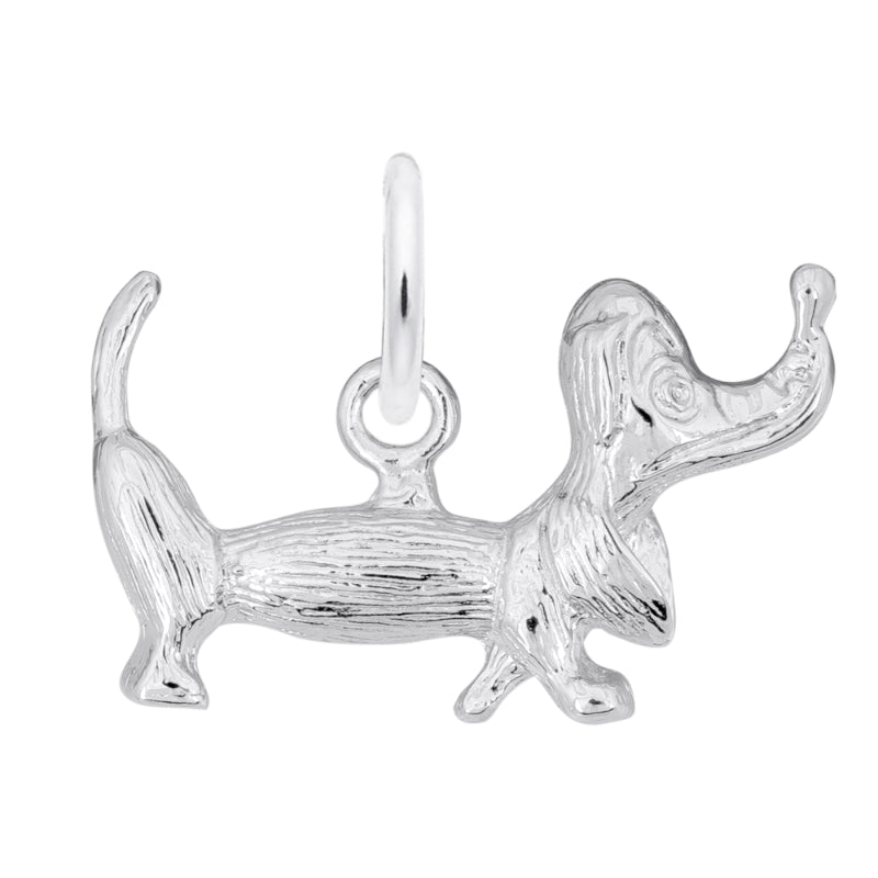 Rembrandt Sterling Silver White Dachshund Dog Charm