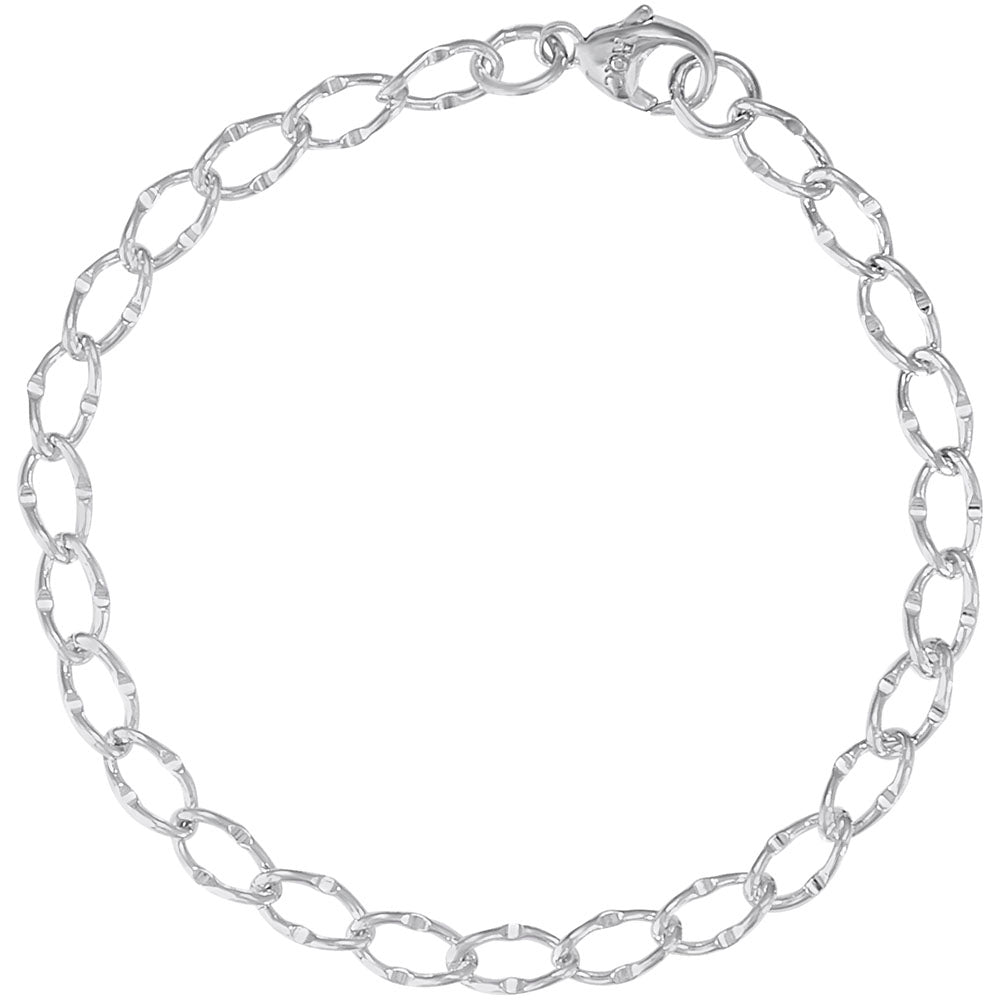 Rembrandt Charms Dapped Single Link Curb Classic Bracelet Sterling Silver