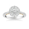 Artcarved Bridal Mounted with CZ Center Classic Lyric Halo Engagement Ring Hazel 14K White Gold Primary & 14K Yellow Gold