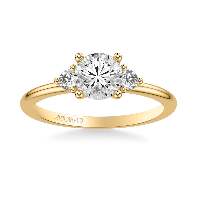 Artcarved Bridal Mounted with CZ Center Classic Engagement Ring 18K Yellow Gold
