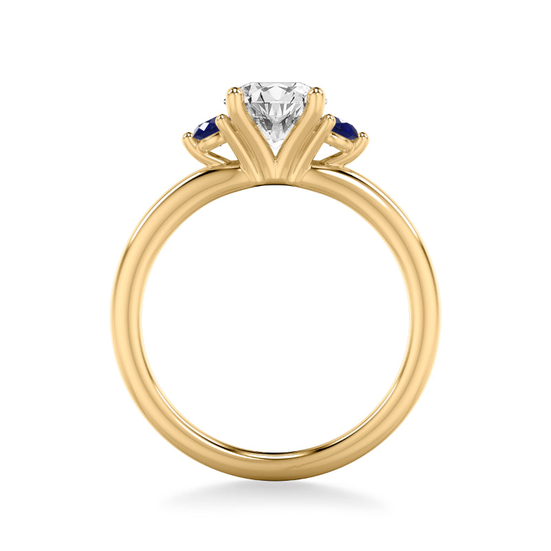 Artcarved Bridal Mounted with CZ Center Classic Engagement Ring 14K Yellow Gold & Blue Sapphire