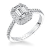 Artcarved Bridal Semi-Mounted with Side Stones Classic Halo Engagement Ring Annie 14K White Gold