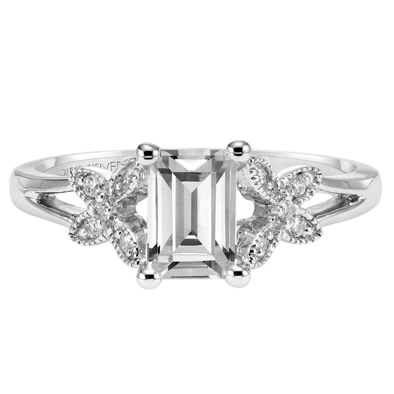 Artcarved Bridal Mounted with CZ Center Vintage Engagement Ring Camila 14K White Gold