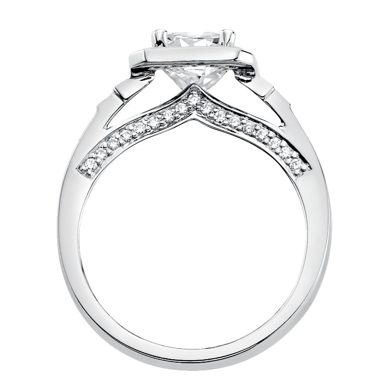 Artcarved Bridal Mounted with CZ Center Contemporary Halo Engagement Ring Simone 14K White Gold