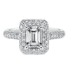Artcarved Bridal Semi-Mounted with Side Stones Classic Pave Halo Engagement Ring Betsy 14K White Gold