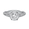 Artcarved Bridal Semi-Mounted with Side Stones Contemporary Halo Engagement Ring Cynthia 14K White Gold