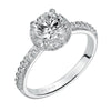 Artcarved Bridal Semi-Mounted with Side Stones Contemporary Halo Engagement Ring Ellen 14K White Gold