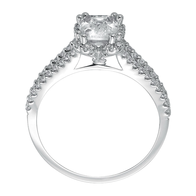Artcarved Bridal Semi-Mounted with Side Stones Classic Engagement Ring Lacey 14K White Gold