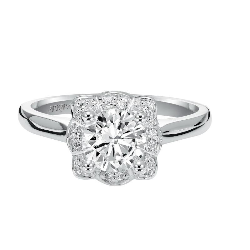 Artcarved Bridal Mounted with CZ Center Contemporary Halo Engagement Ring Marissa 14K White Gold