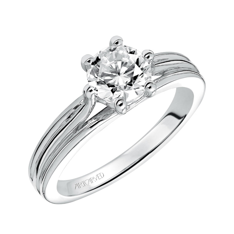 Artcarved Bridal Mounted with CZ Center Classic Solitaire Engagement Ring Shana 14K White Gold