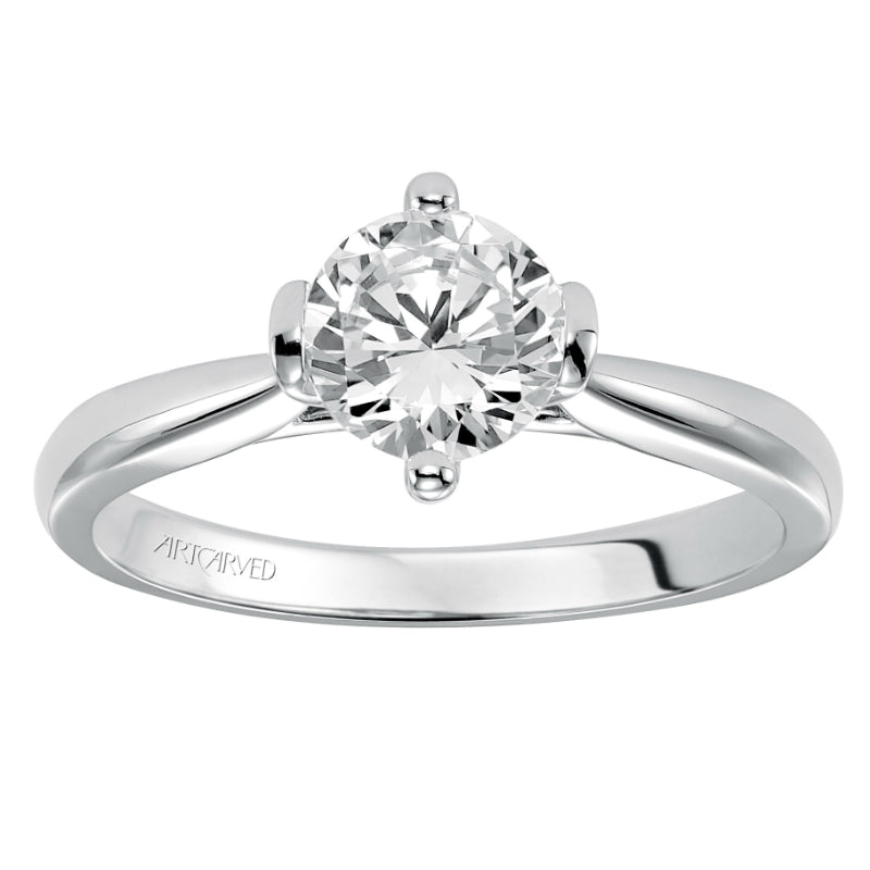 Artcarved Bridal Semi-Mounted with Side Stones Classic Solitaire Engagement Ring Nancy 14K White Gold