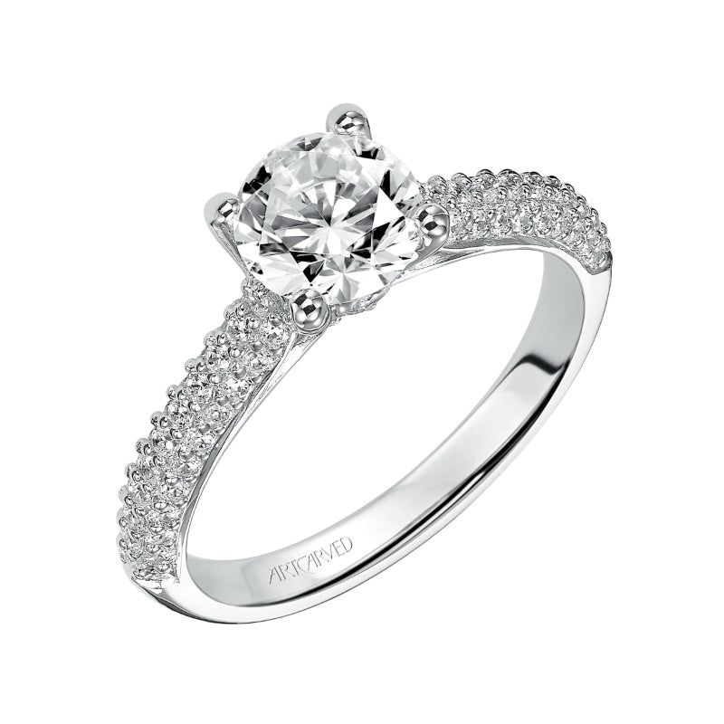 Artcarved Bridal Semi-Mounted with Side Stones Classic Engagement Ring Colleen 14K White Gold